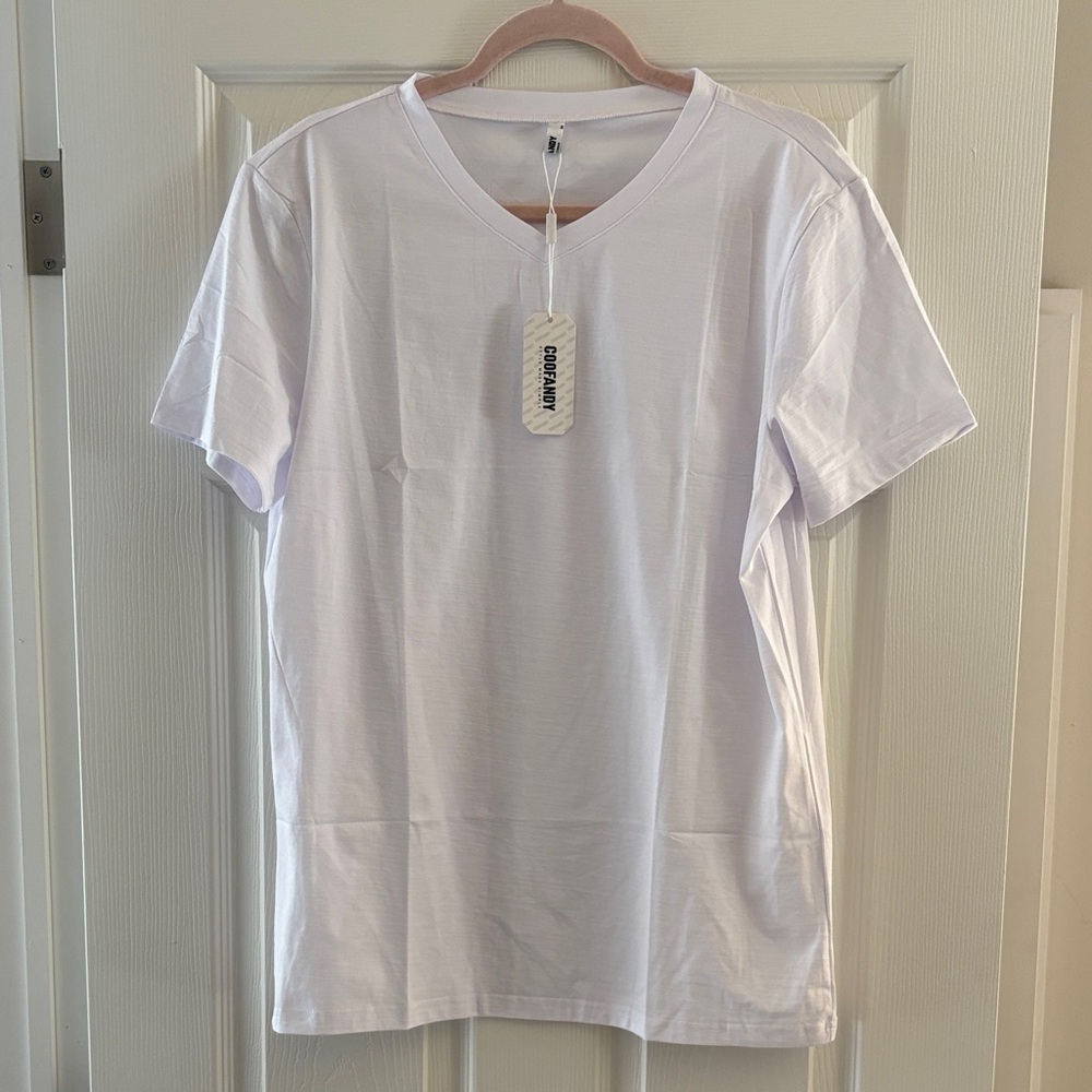Coofandy White Men's V-neck T-Shirt